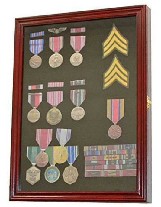 Display Case Wall Frame Cabinet for Military Medals, Pins, Patches