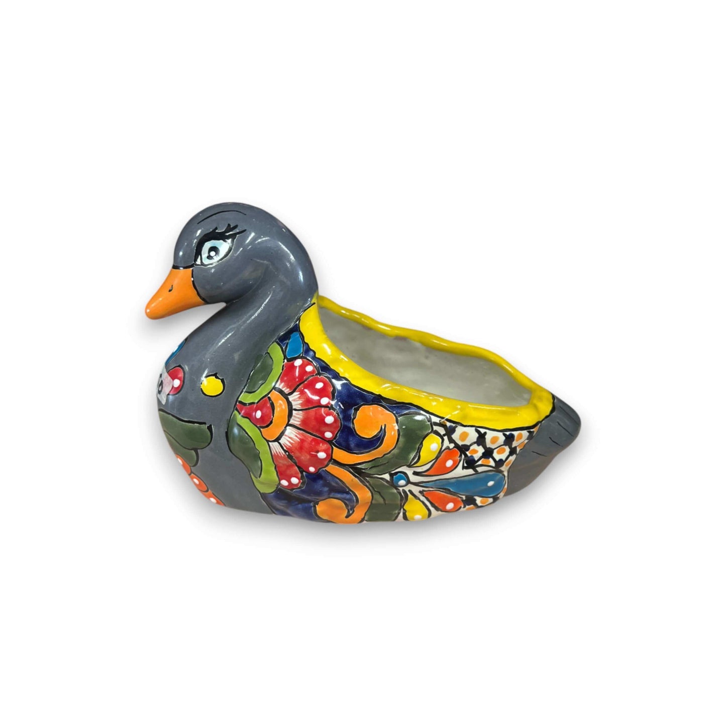 Colorful Talavera Duck Planter | Mexican Succulent Pottery Art