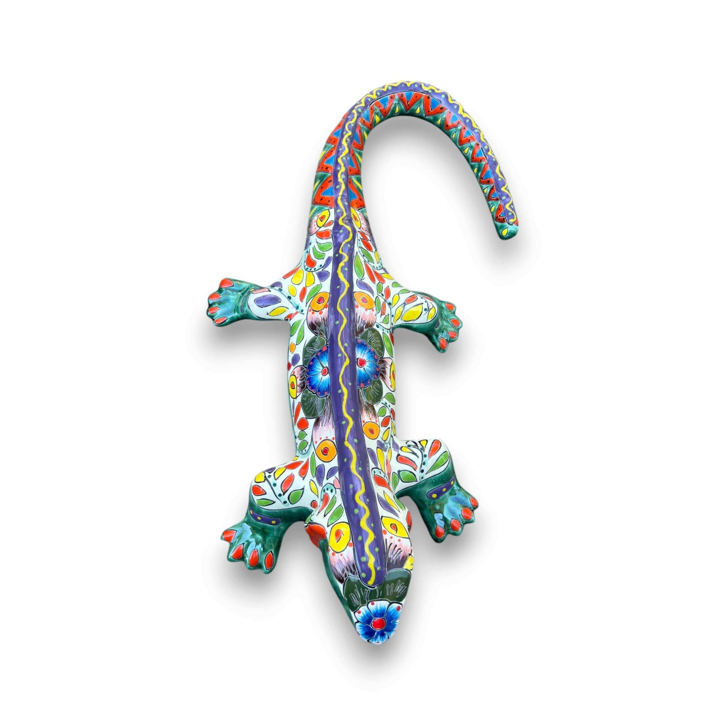 Extra Large Talavera Iguana Statue | Hand-Painted Mexican Ceramic Art
