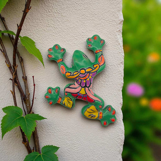 Hand-Painted Talavera Frog | Mexican Wall Art Figurine