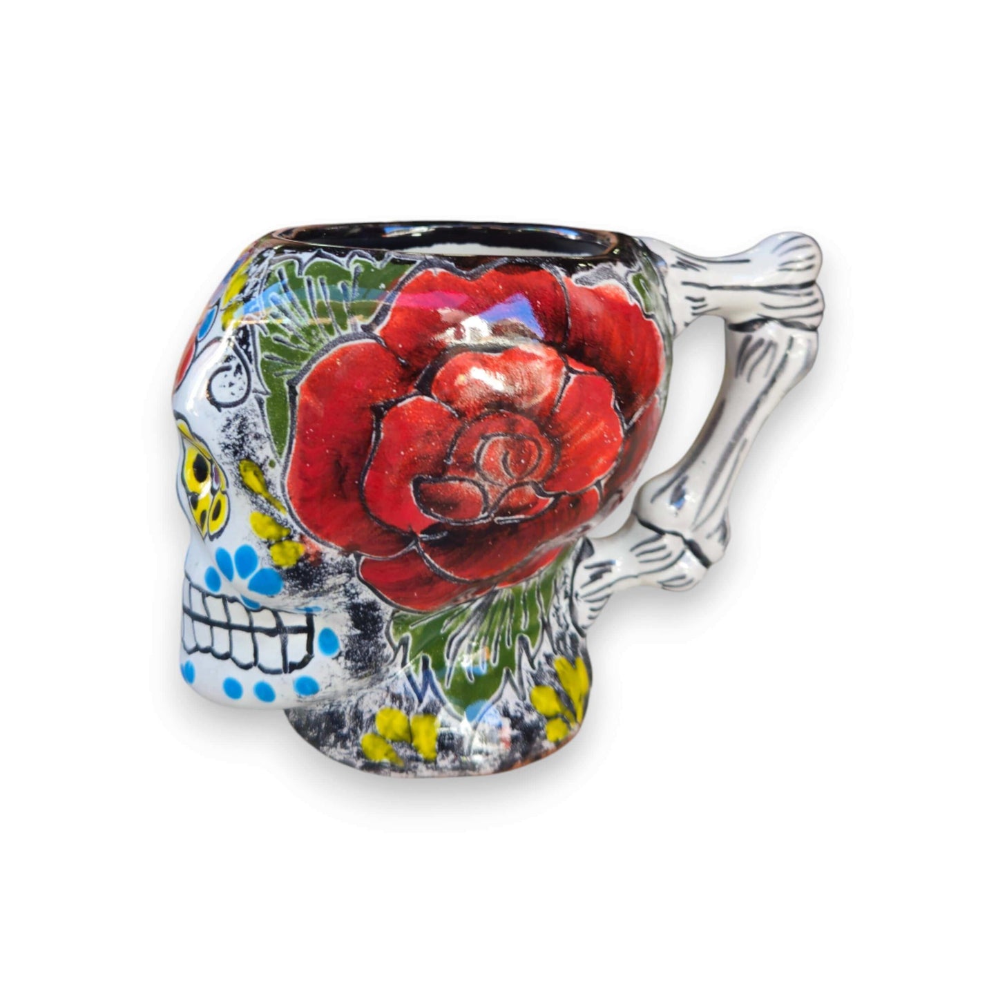 Colorful Talavera Skull Mug | Handmade Ceramic Coffee Cup