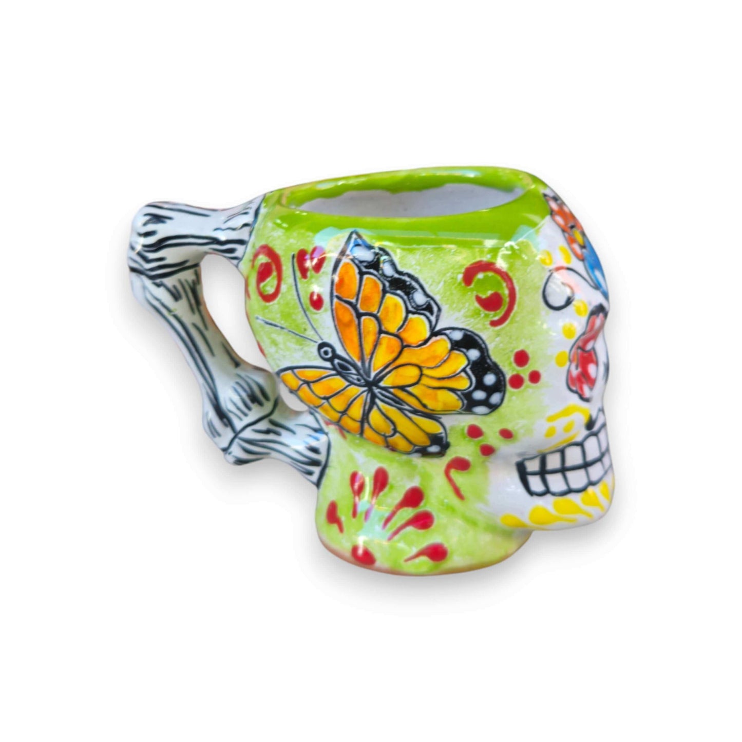 Colorful Talavera Skull Mug | Handmade Ceramic Coffee Cup