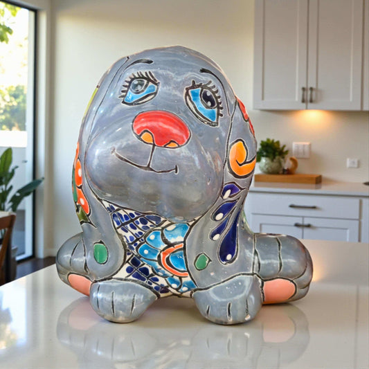 Colorful Talavera Dog Planter | Handmade Mexican Pot