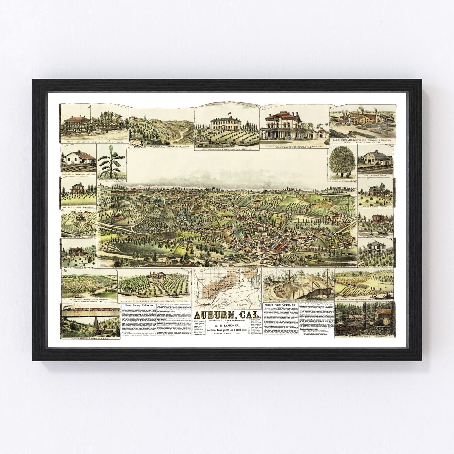 Vintage Map of Auburn, California 1887