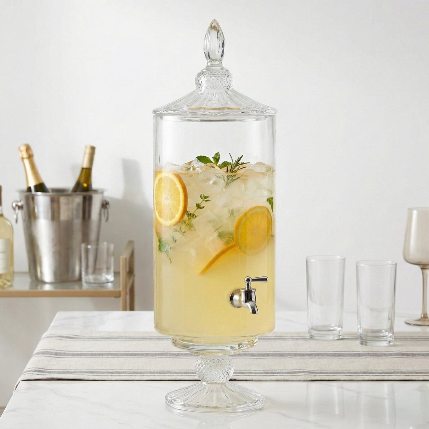 Westchester Optic Glass Beverage Dispenser 2 Gallon