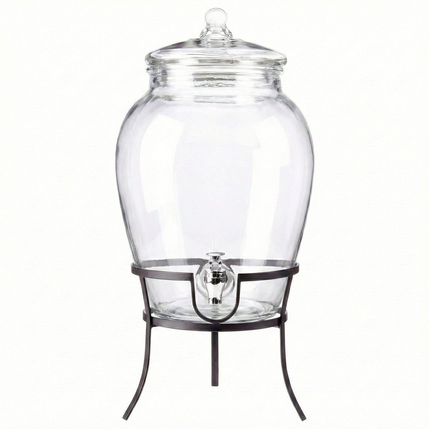 Beverage Dispenser with Metal Rack & Glass Lid 2.7 Gal