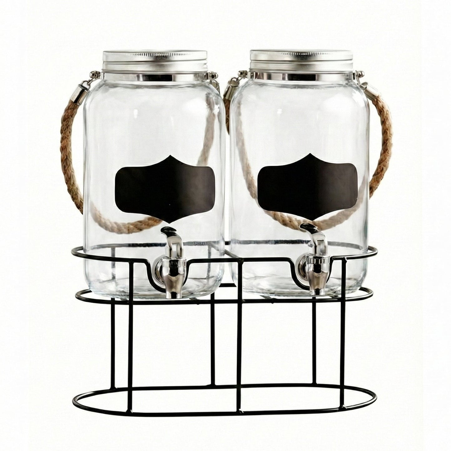 Trent Chalkboard Beverage Dispenser Set with stand & Rope Handle 1 Gal Each