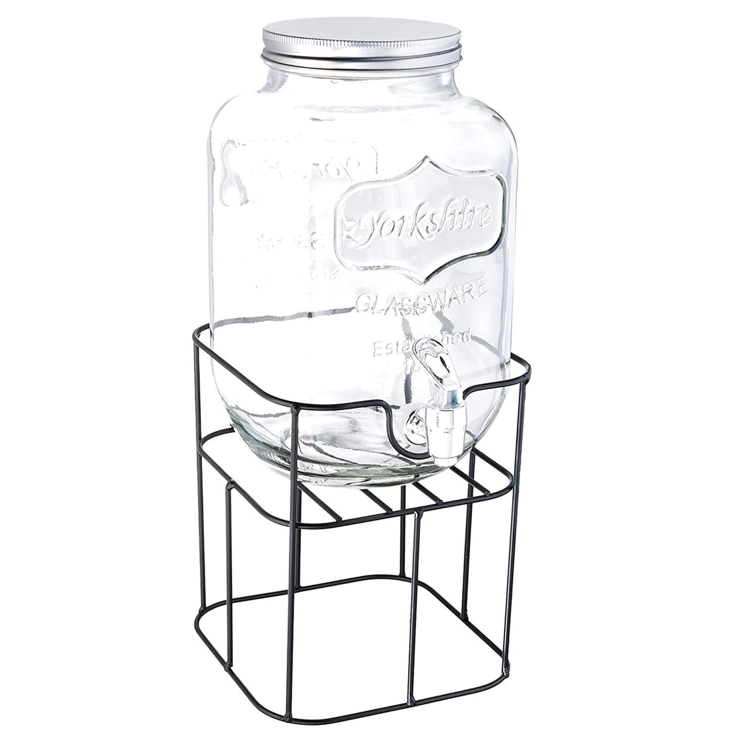 Yorkshire Mini Sun Tea Jar Dispenser with Black Metal Stand 1 Gal