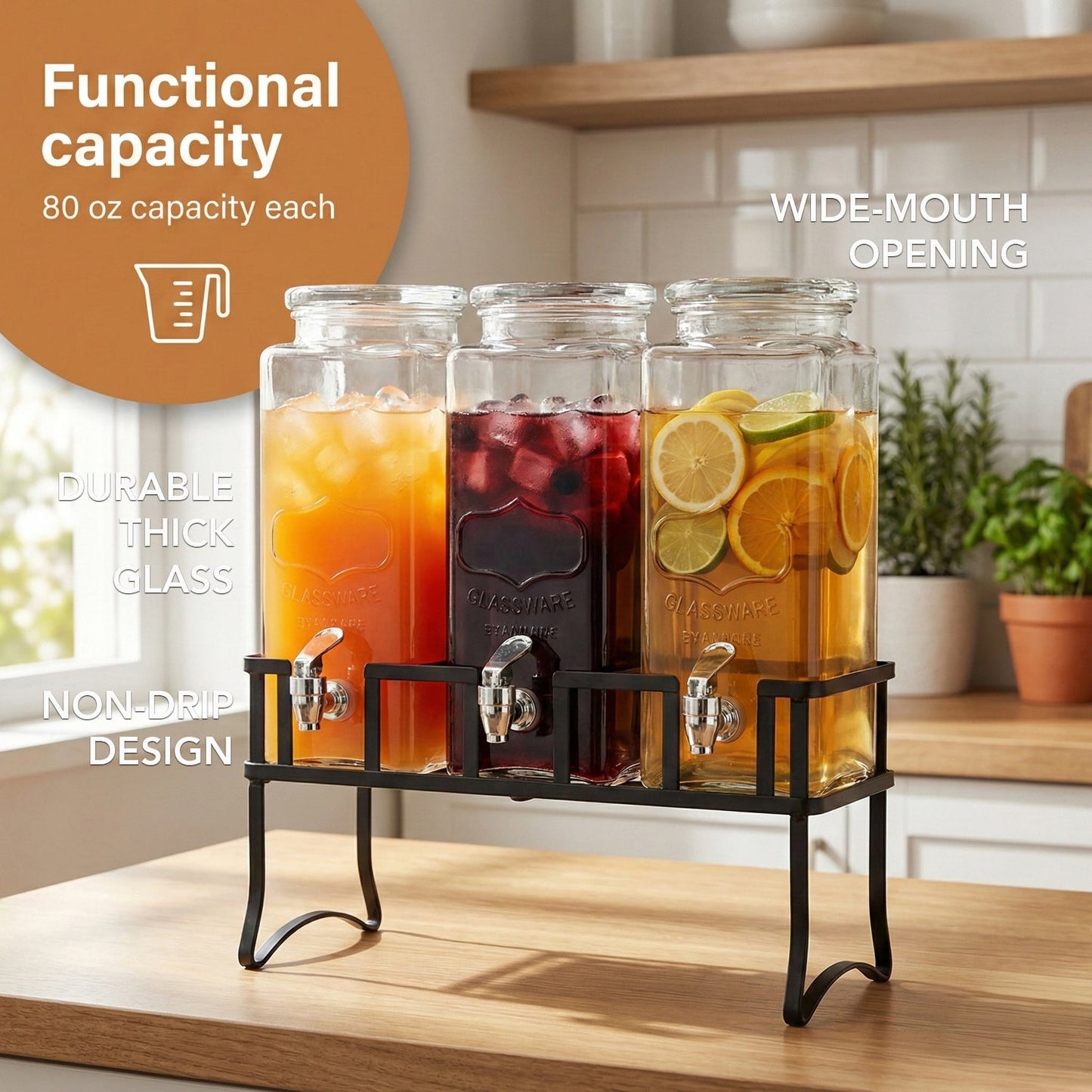 Yorkshire Element Set of 3 Beverage Dispensers 80oz Each
