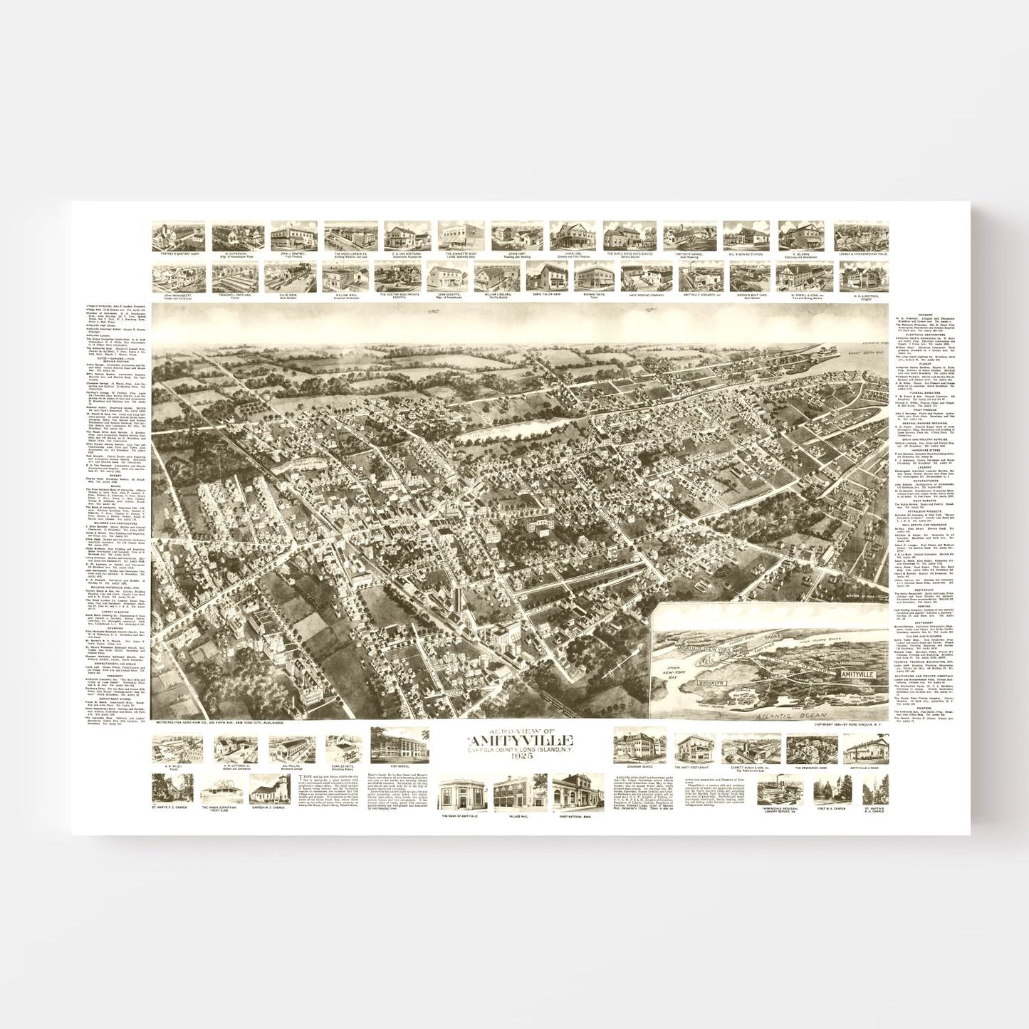 Vintage Map of Amityville, New York 1925