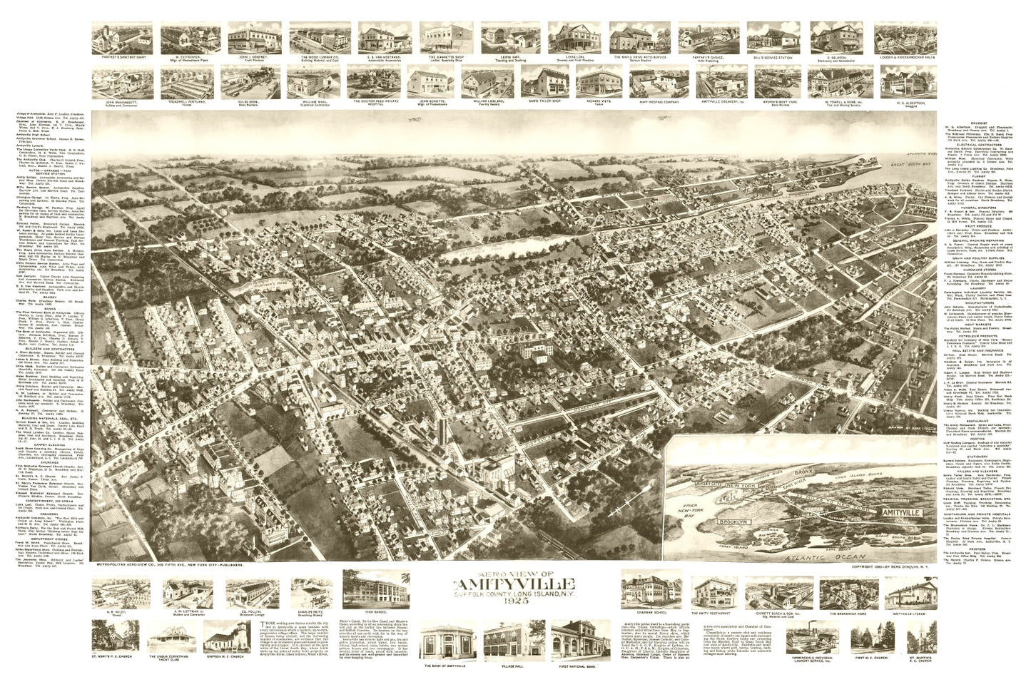 Vintage Map of Amityville, New York 1925