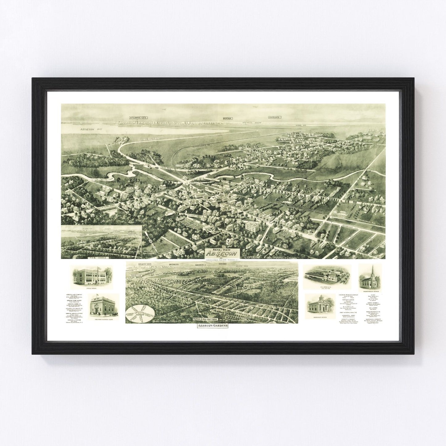 Vintage Map of Absecon, New Jersey 1924