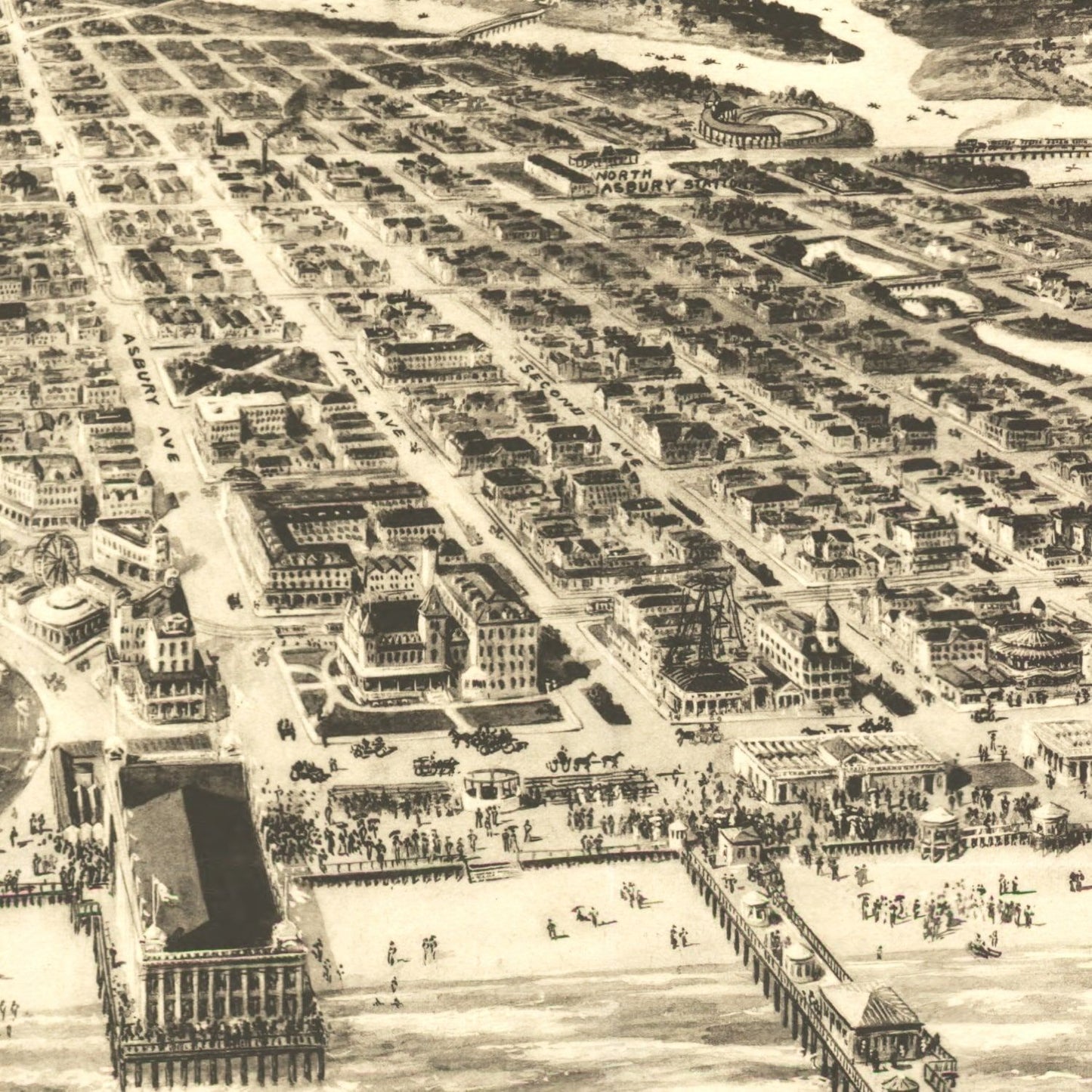 Vintage Map of Asbury Park, New Jersey 1910