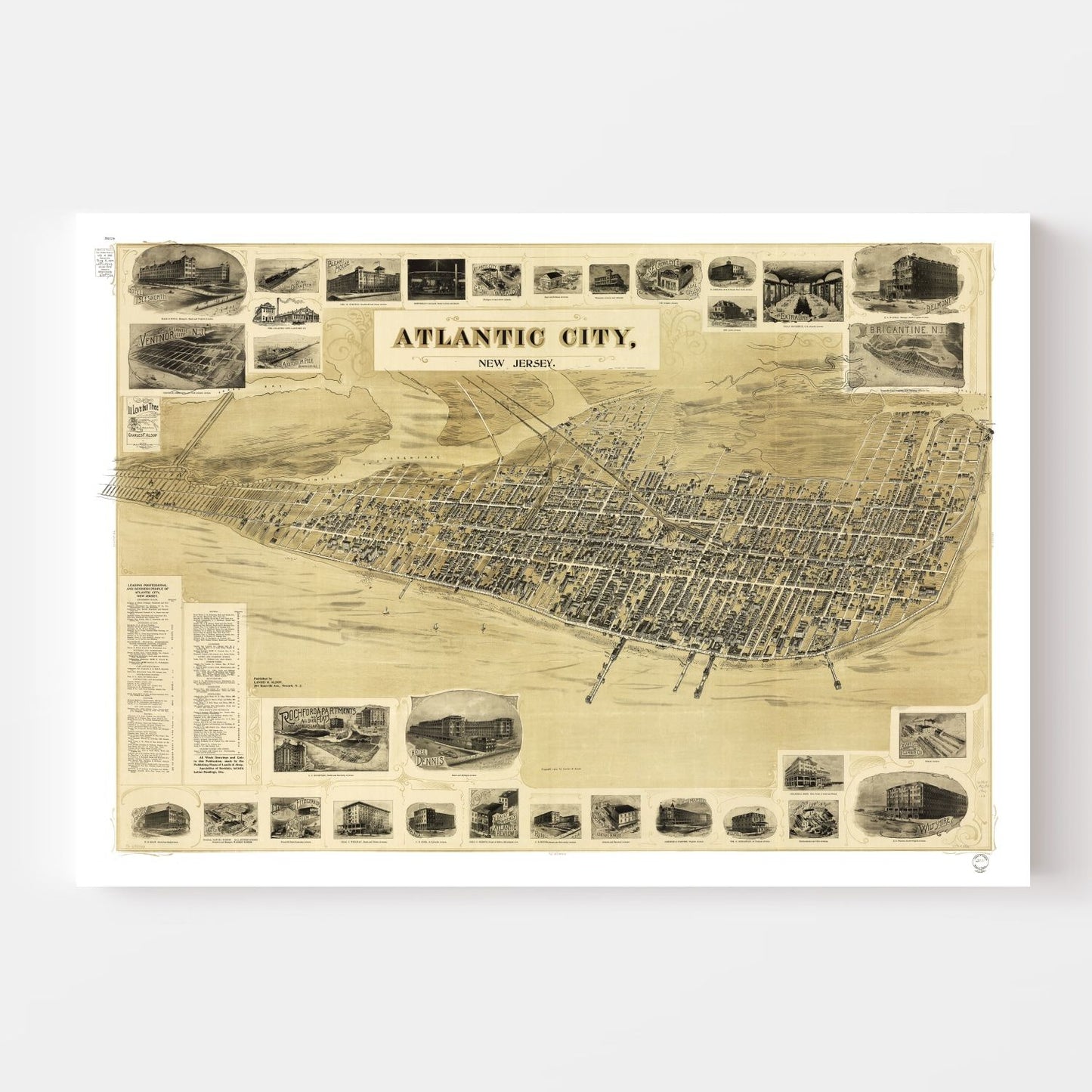 Vintage Map of Atlantic City, New Jersey 1900