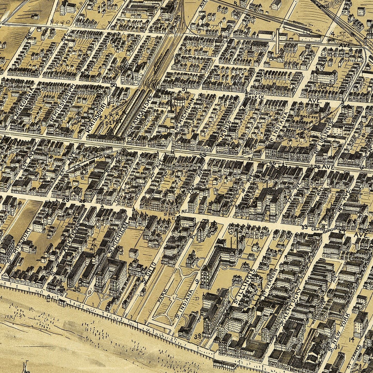 Vintage Map of Atlantic City, New Jersey 1900