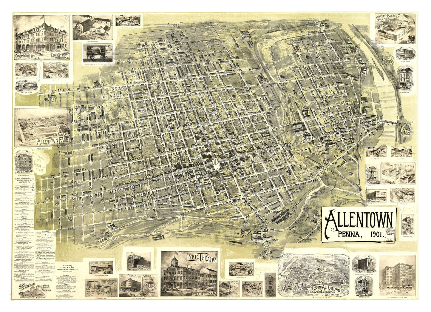 Vintage Map of Allentown, Pennsylvania 1901