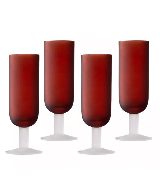 RED TOP/WHITE STEM GLASS SET OF 4 FLUTES 6.6 OZ/195 ML  2.01 X 2.48 X 6.46" RB