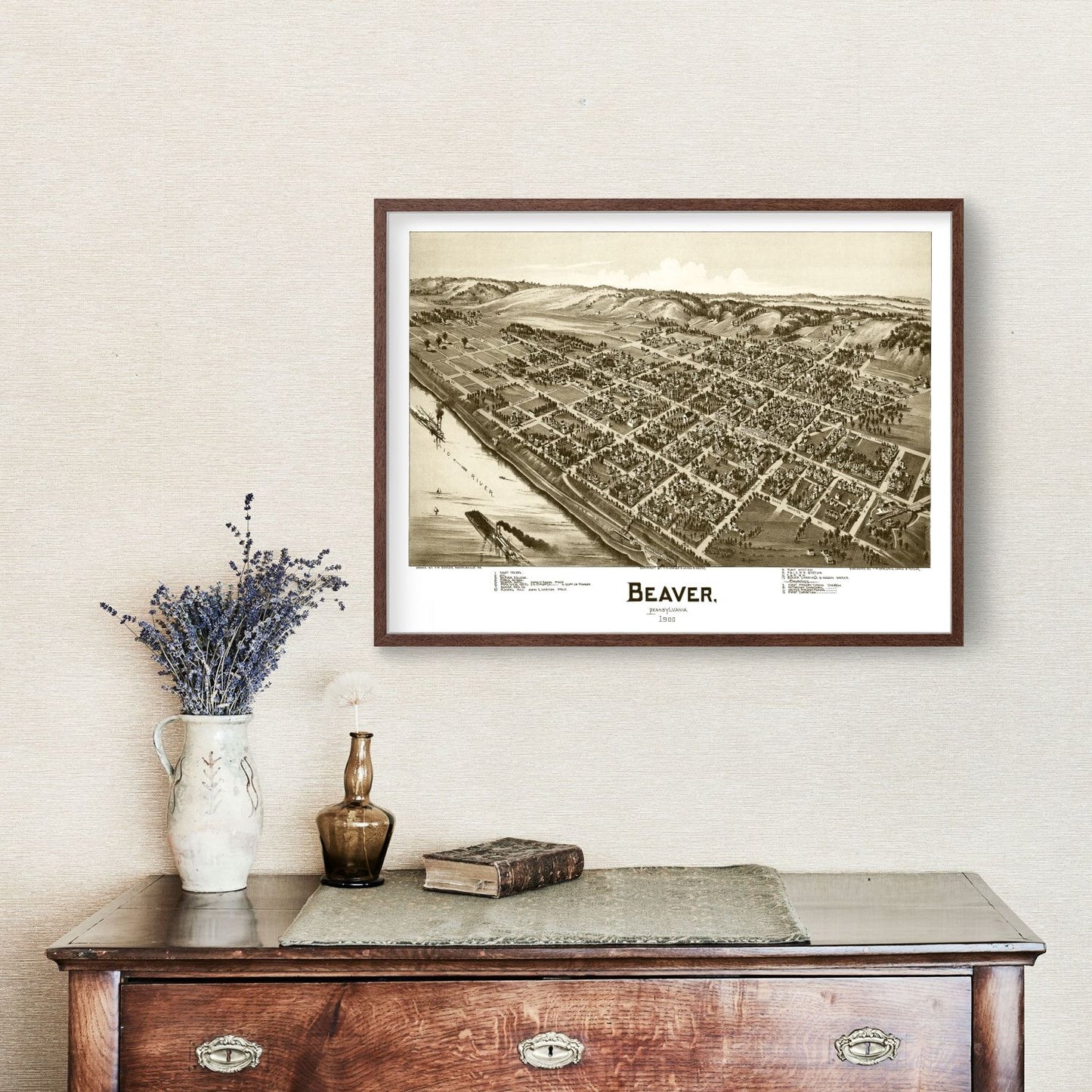 Vintage Map of Beaver, Pennsylvania 1900