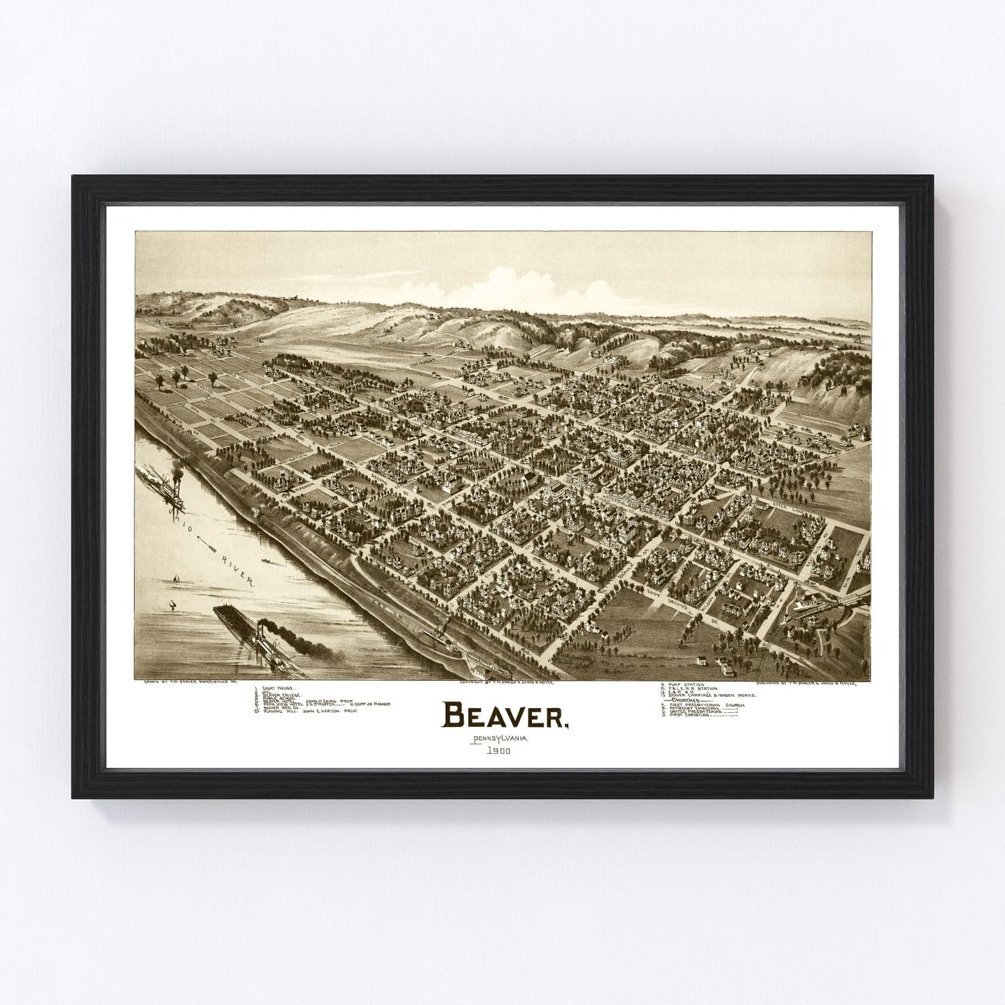 Vintage Map of Beaver, Pennsylvania 1900