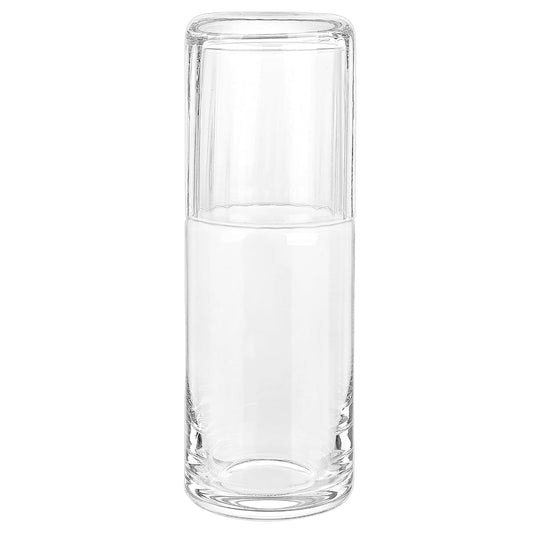 CLEAR GLASS CARAFE SET: CARAFE 3.15"D X 8.86"H 800 ML/27.05 OZ, TUMBLER 3.11"D X 3.74"H 360 ML/12.17 OZ RB