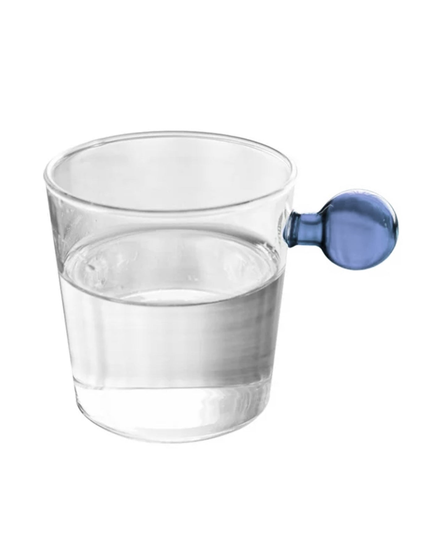 BLUE HANDLE SET/4 GLASS CUPS, 11.84OZ/350ML 3.27"D X 3.54"H