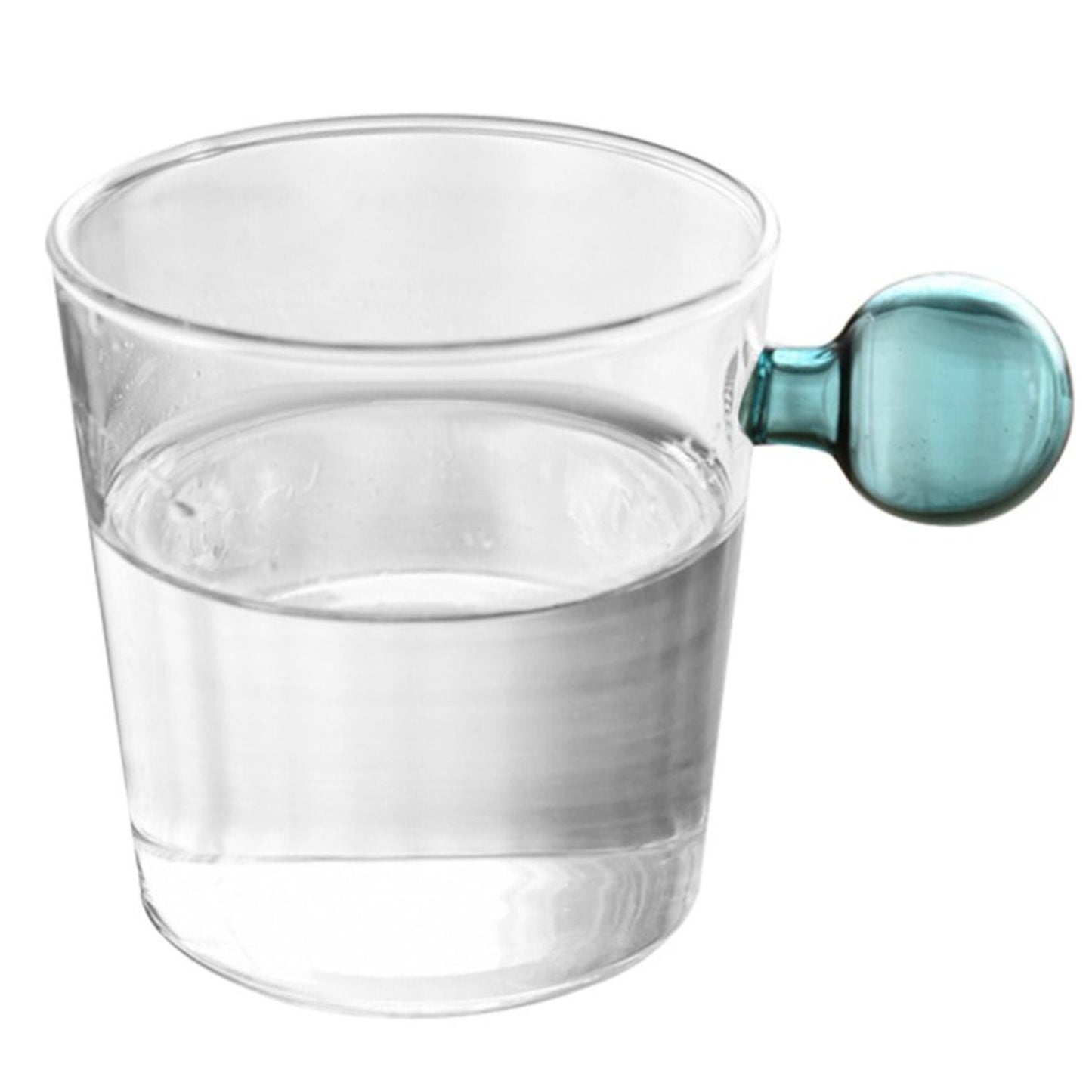 GREEN HANDLE SET/4 GLASS CUPS,11.84OZ/350ML 3.27"D X 3.54"H
