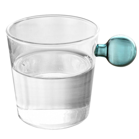GREEN HANDLE SET/4 GLASS CUPS,11.84OZ/350ML 3.27"D X 3.54"H