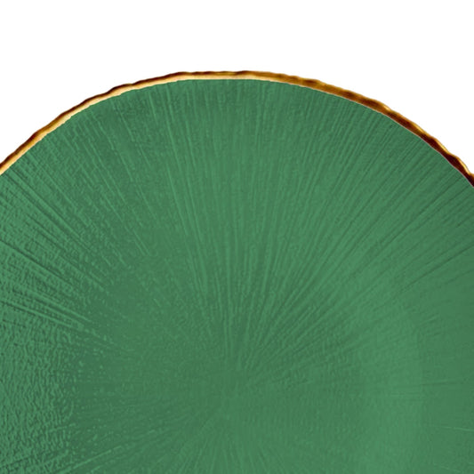 Centro Emerald Green Glass Charger Plate with Gold Rim by American Atelier