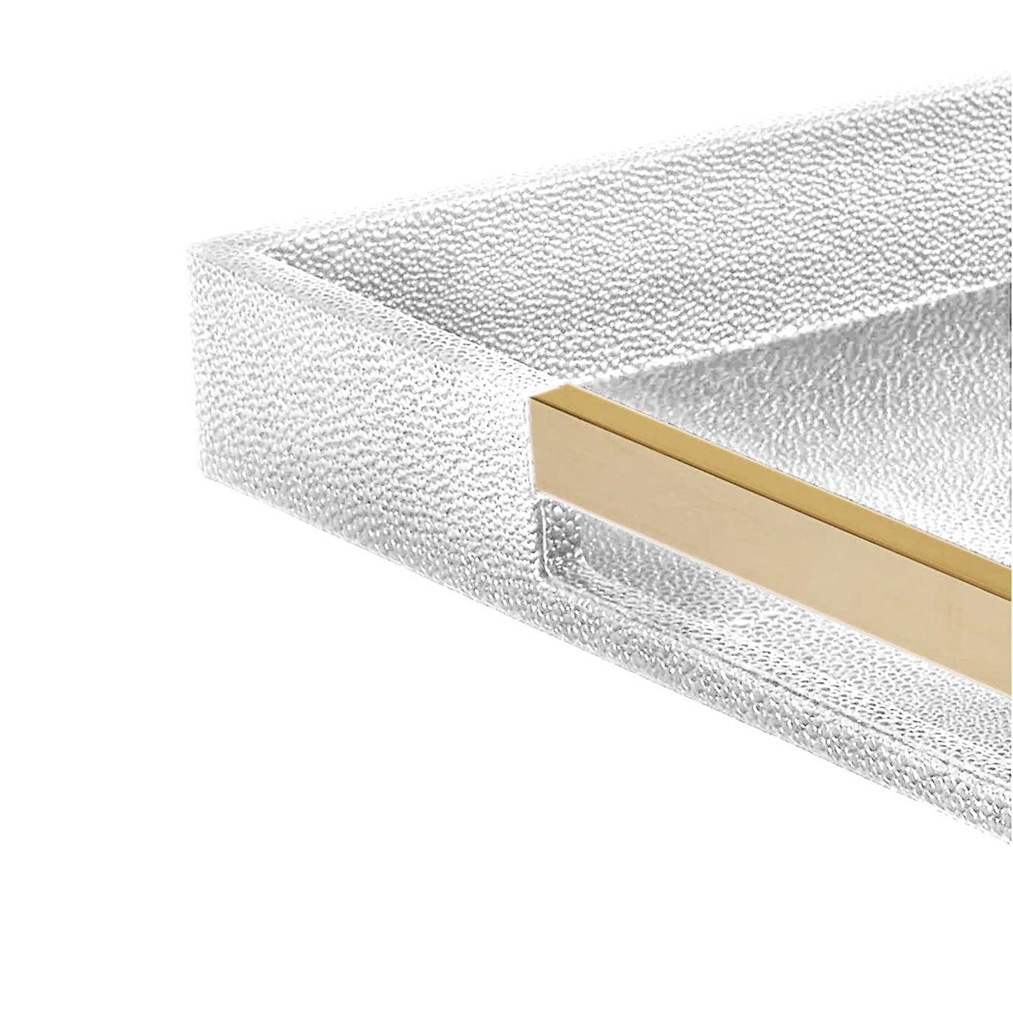 Sophisticated White and Gray Square Tray with Silver Handles