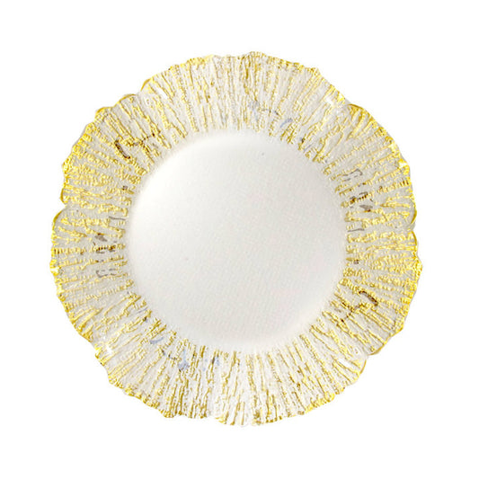 DENIZ GOLD FLOWER SHAPE GLASS CHARGER PLATE 12.6"D