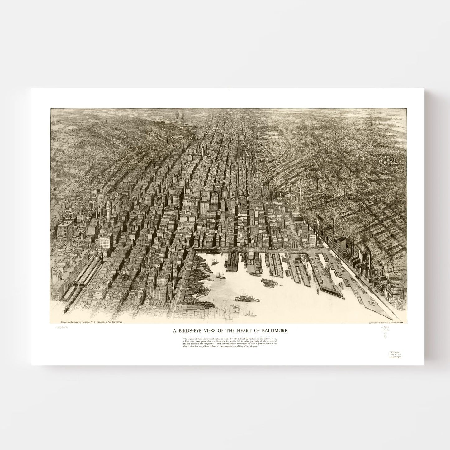 Vintage Map of Baltimore, Maryland 1912
