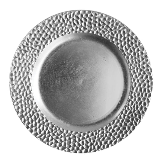Silver Hammered Charger Plate Set, 12 Pieces