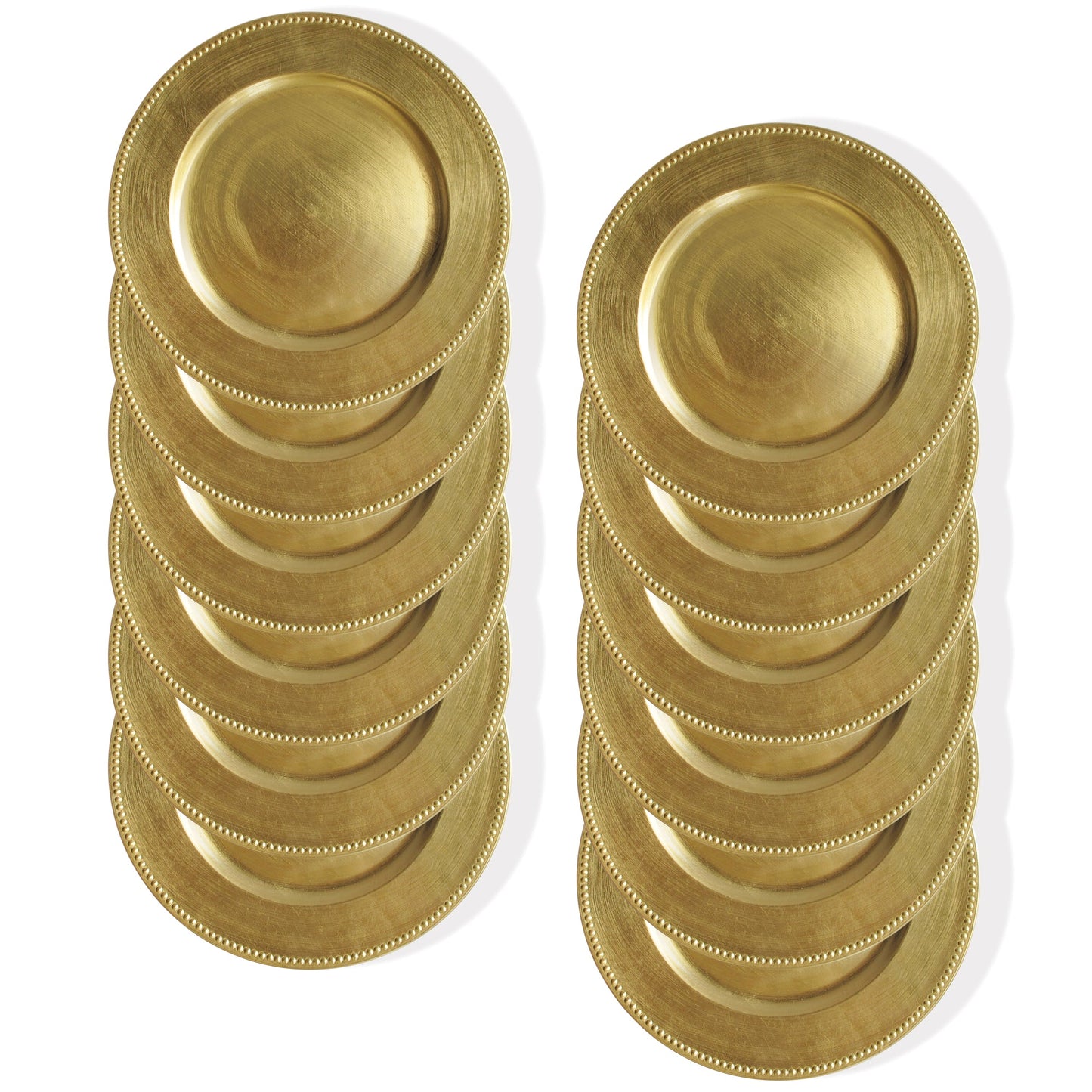 Gold Round Beaded Charger Plate Set, 12 Pieces