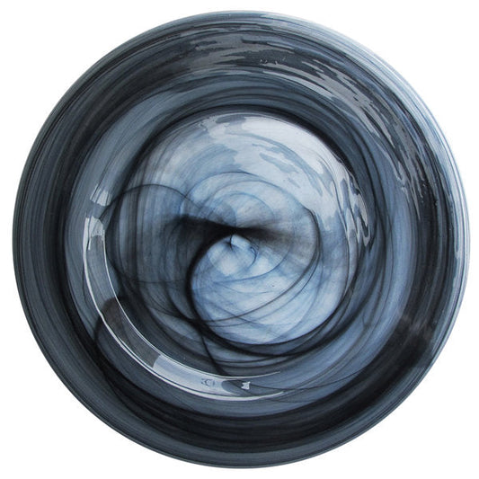Alabaster Black Glass Charger Plate by American Atelier