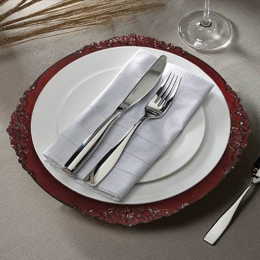 Royal Red Embossed Charger Plate Set, 12 Pieces