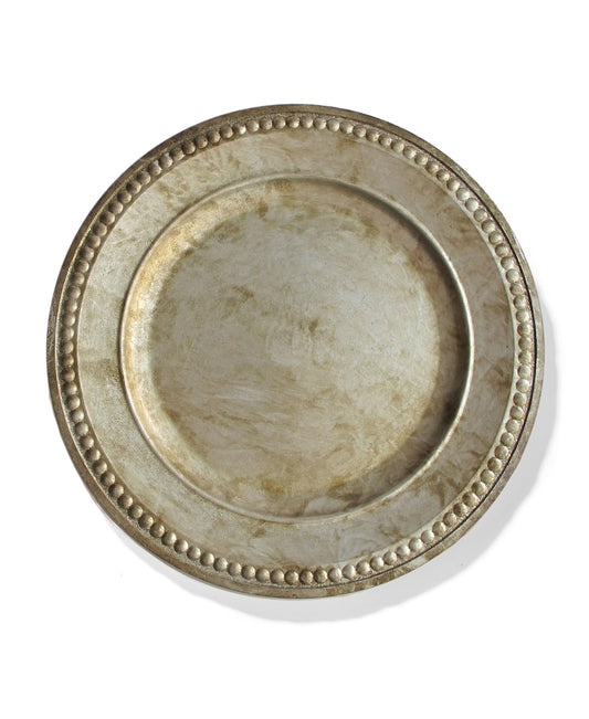 Silver Beaded Charger Plates Set of 4 13"D