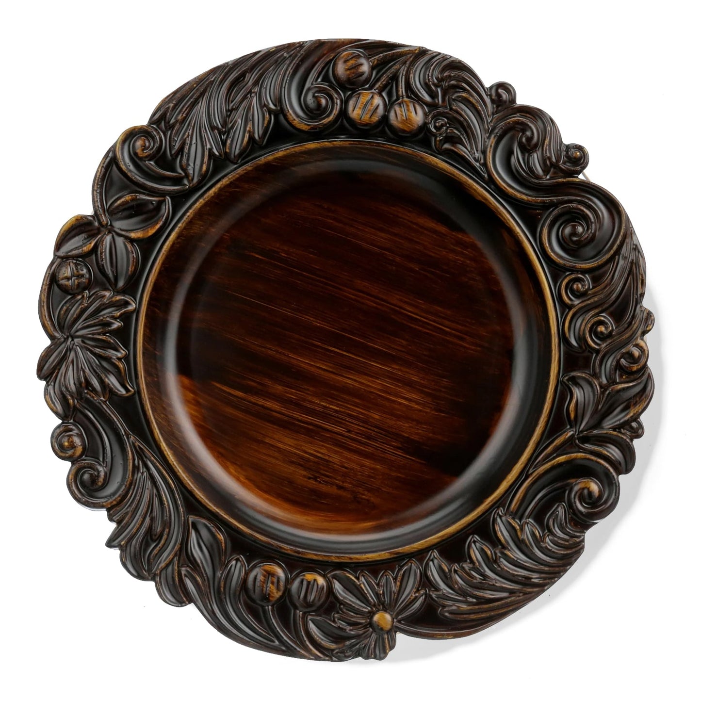 Brown Embossed Set of 4 Charger Plates 13"D