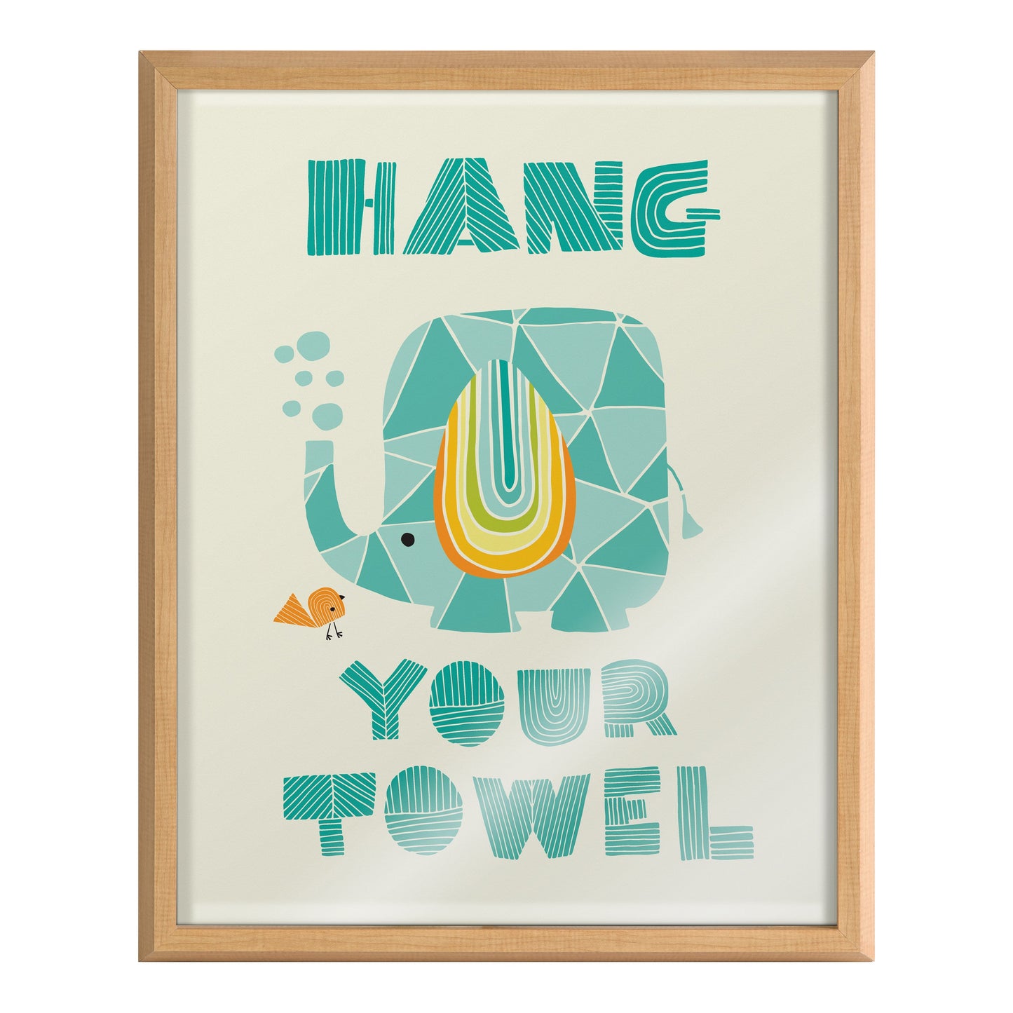 Blake Splish Splash Zoo Elephant Framed Printed Glass by Heather Rosas