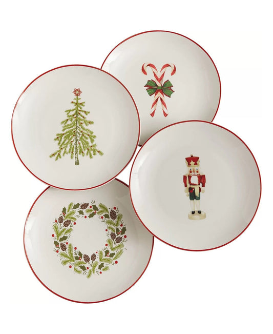 Holiday Stoneware Salad Plates, Set of 4 by American Atelier