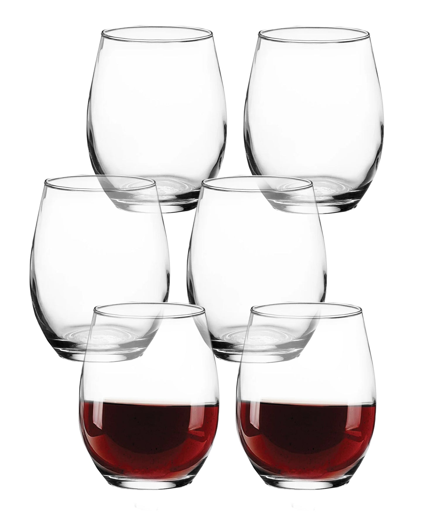 CLEAR GLSS STEMLESS WINE GOBLETS SET OF 6   18.5oz.  in remailer