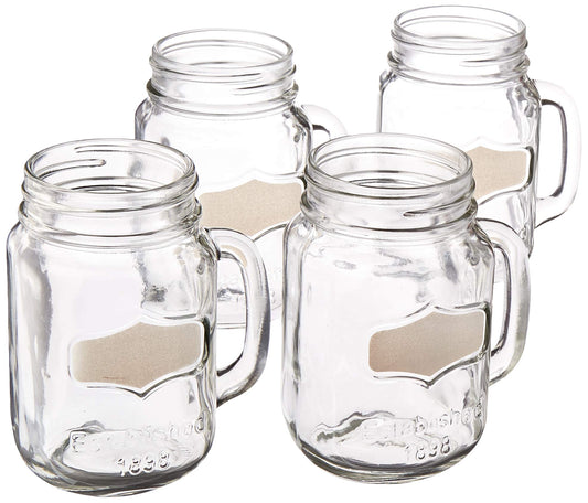 Yorkshire Element S/4  17.5oz mason JARS with SILVER metallic chalkboard in remailer packaging