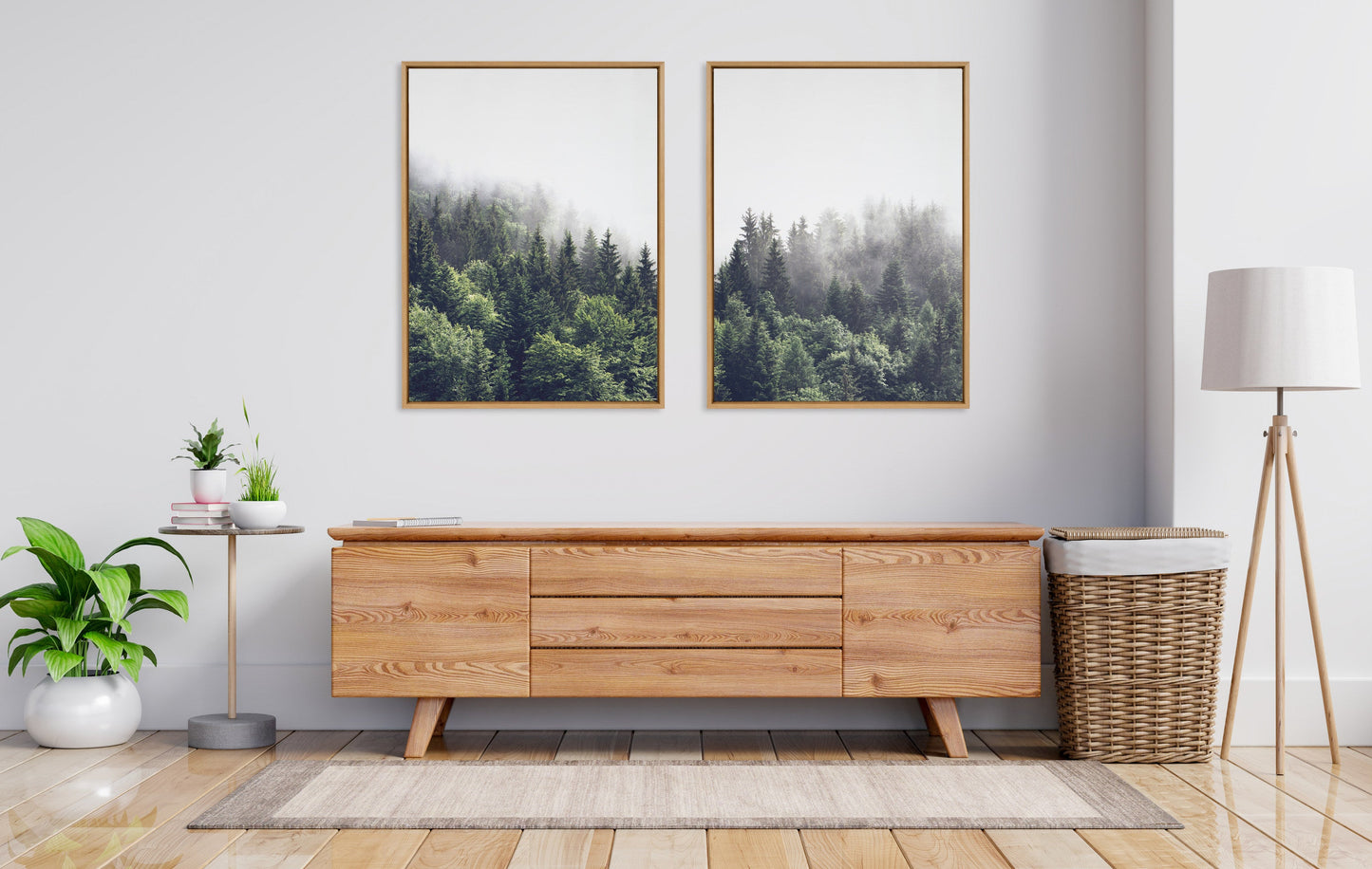 Sylvie Lush Green Forest on a Foggy Day Framed Canvas Set by The Creative Bunch Studio