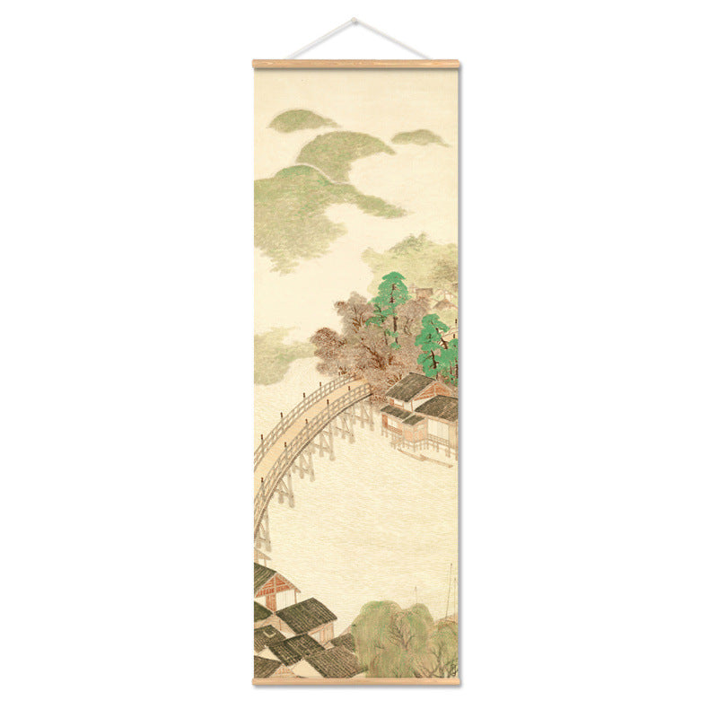 Antique Chinese Hand-Painted Landscape Scroll, Pine Tree