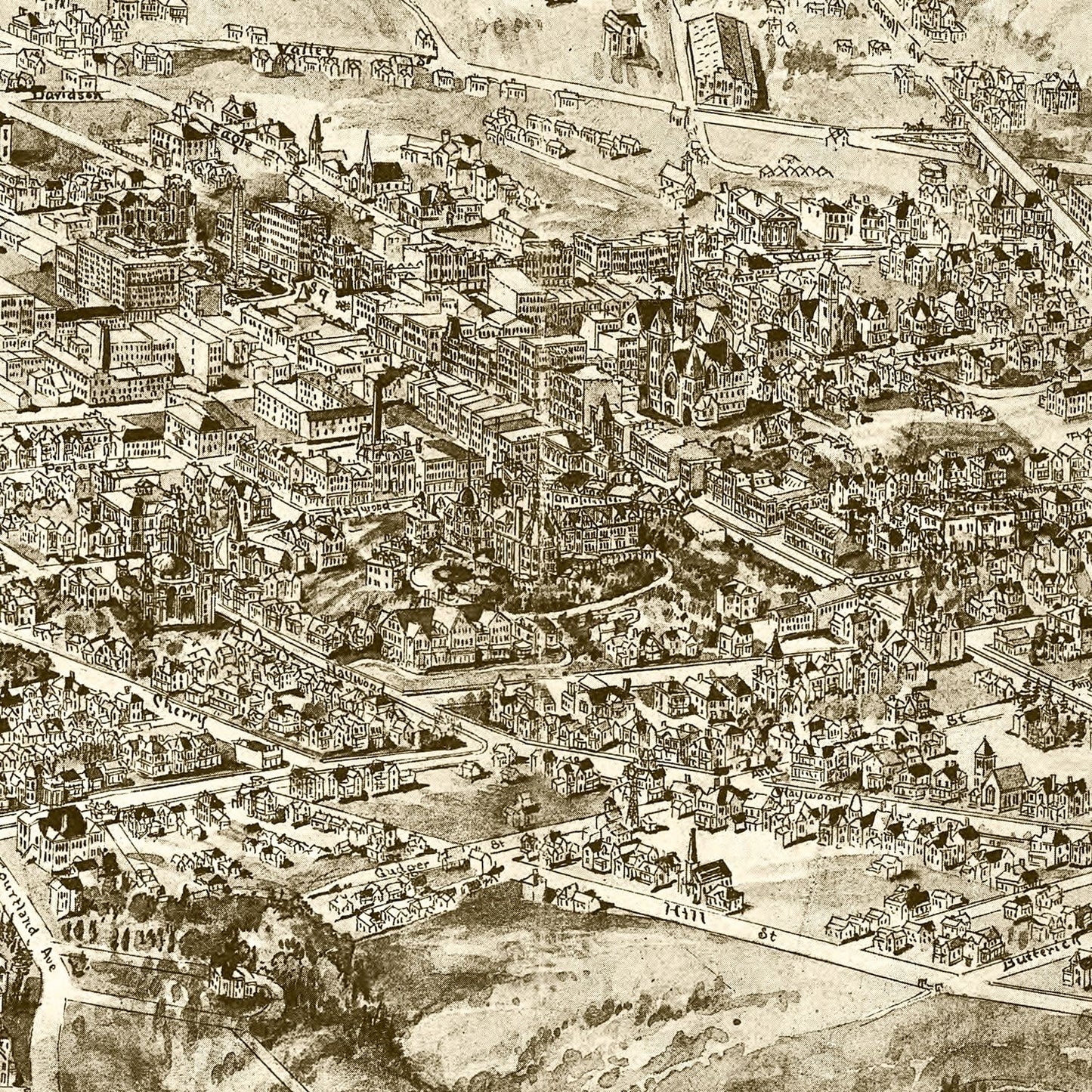 Vintage Map of Asheville, North Carolina 1912