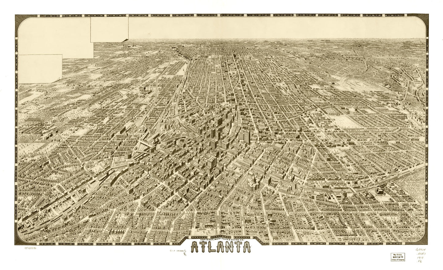 Vintage Map of Atlanta, Georgia 1919