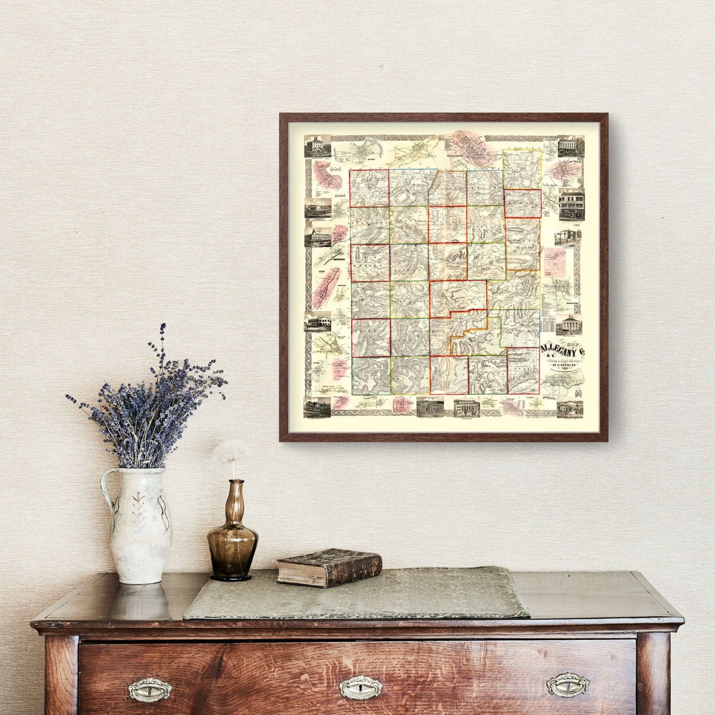 Vintage Map of Allegany County, New York 1856