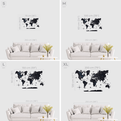 2D Wooden World Map Midnight