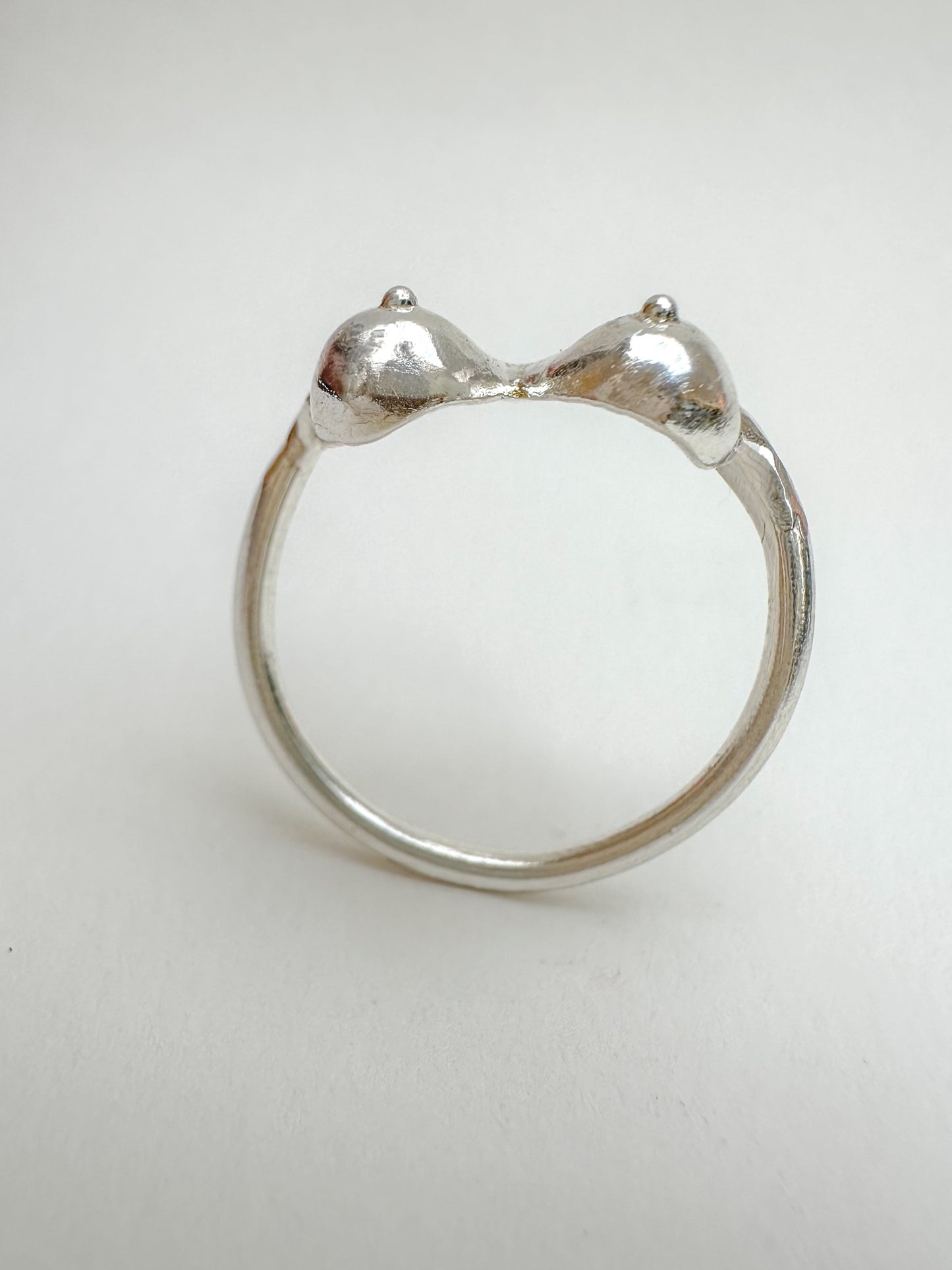 Breastful Bling, Silver boob ring, breast cancer awareness ring, Titty Trinket, Mammary Magic ring.