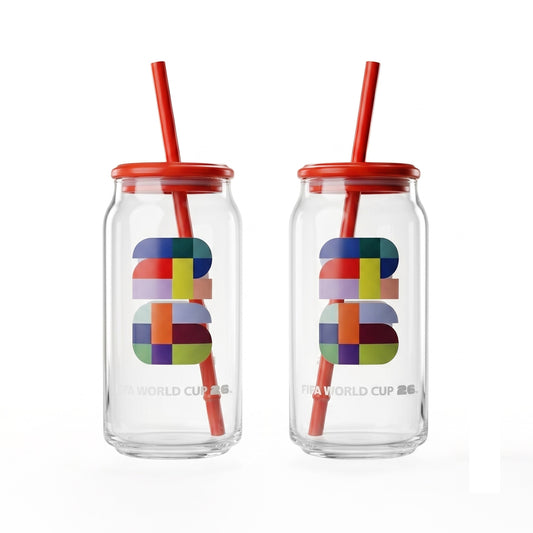 Atelier Sportif Official FIFA World Cup Trophy Set of 2 Glass Sippers with Lid and Straw