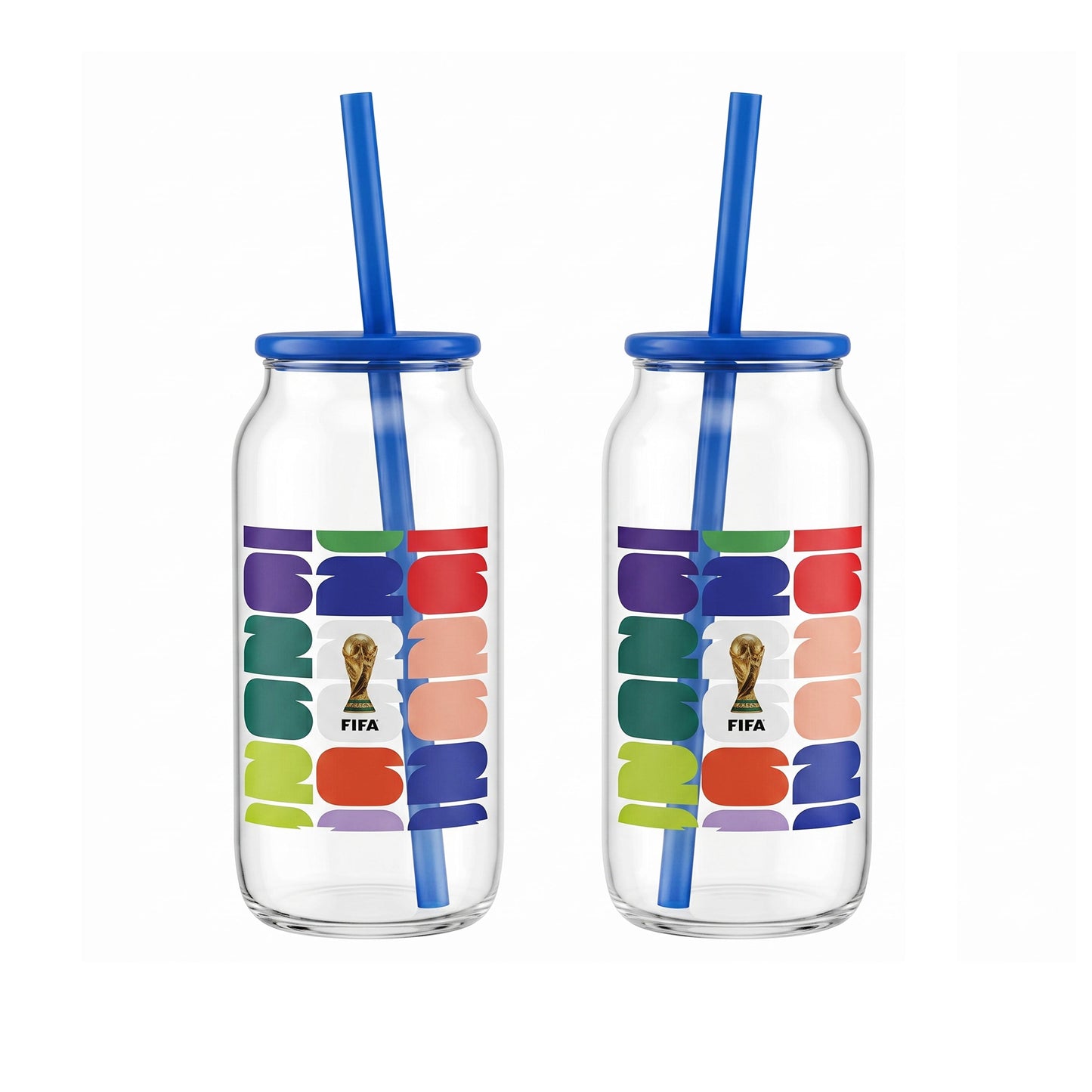 Atelier Sportif Official FIFA World Cup Trophy Set of 2 Glass Sippers with Lid and Straw